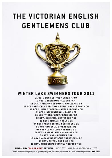 The printed poster for the 2011 Winter Lake Swimmers European tour.